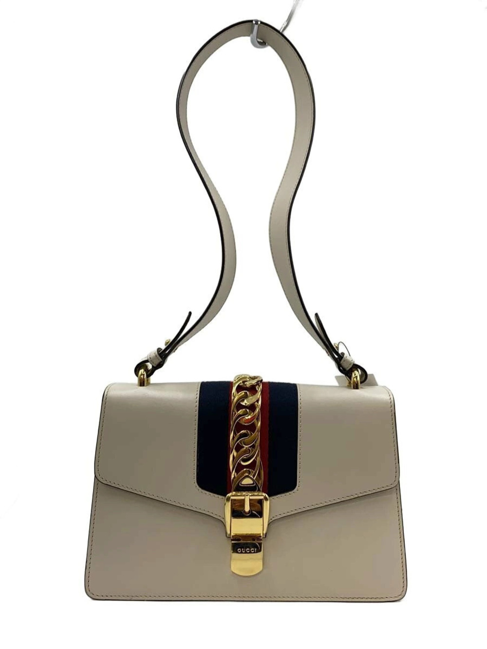 Gucci Sylvie Hobo Bag Web Ribbon Leather White
